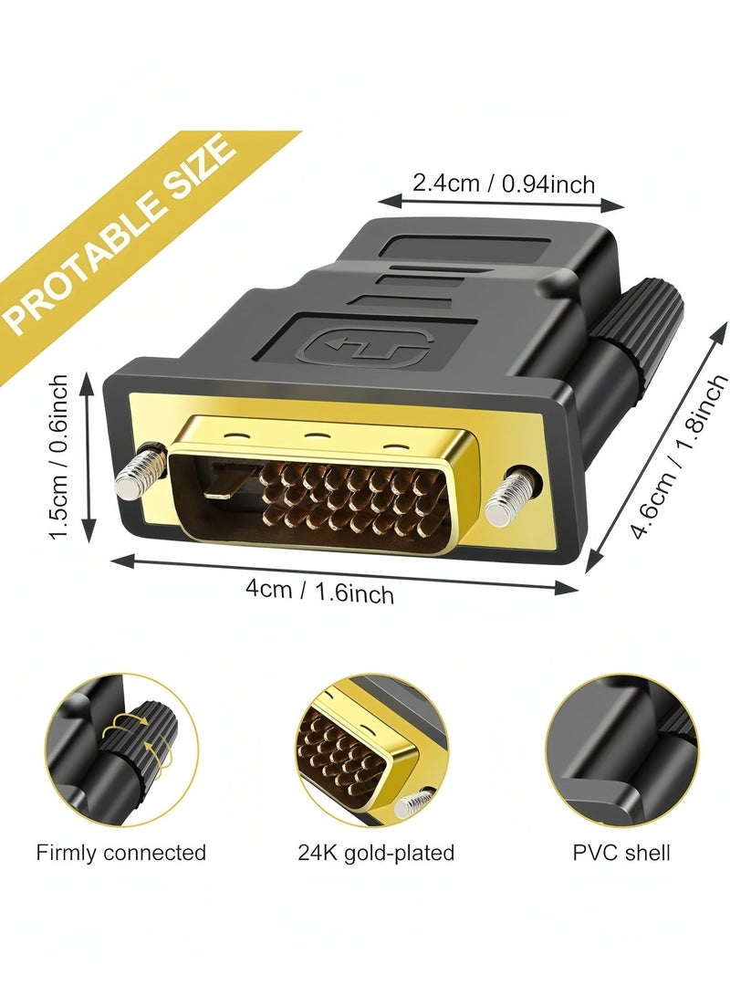 Apluynm DVI to HDMI Adapter, 2 Packs Bidirectional HDMI to DVI-D Adapter with Gold-Plated Connectors - Image 2